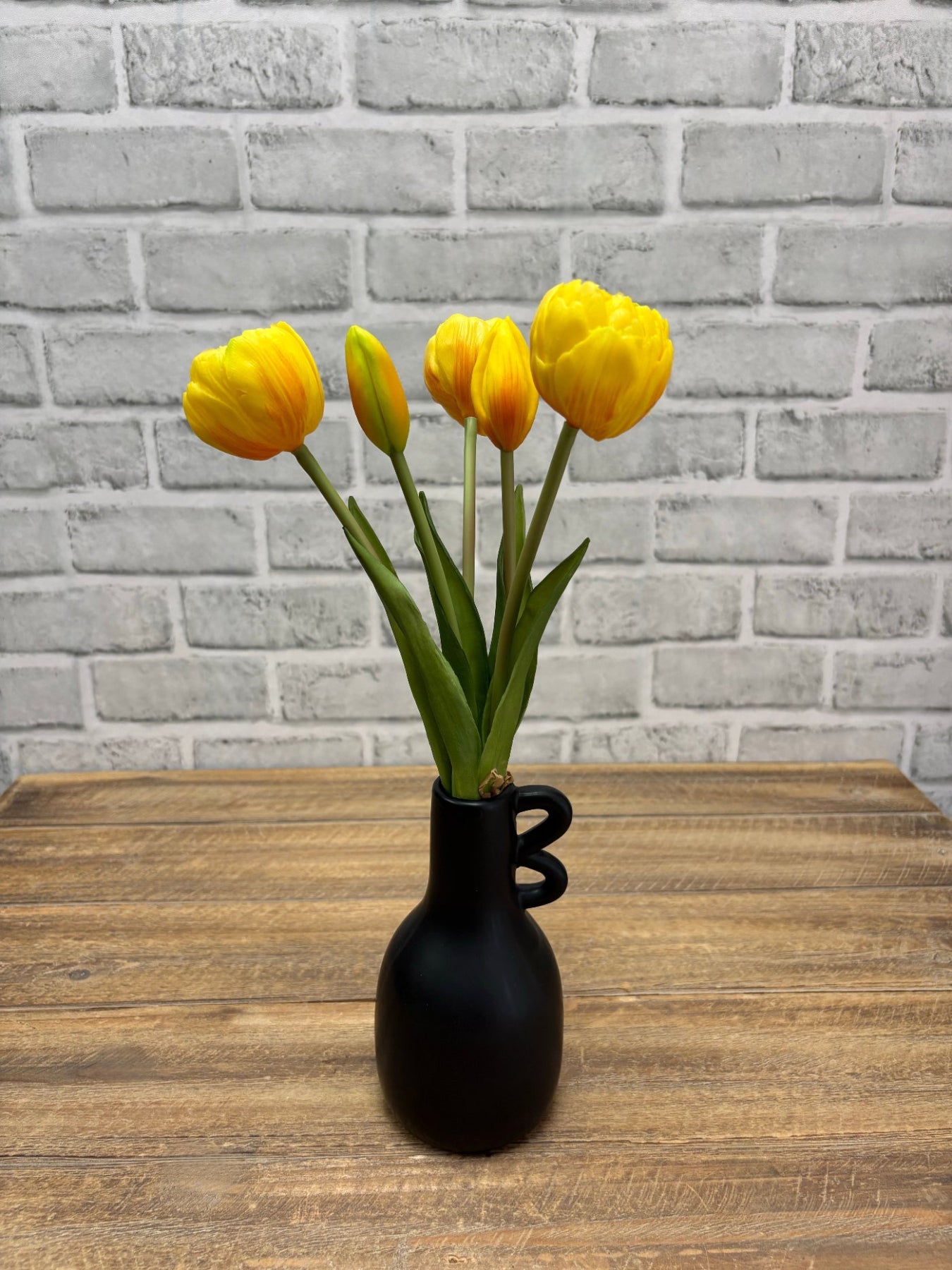 ITEM 10214 Y - 10" FRESH TOUCH MINI AVANT GARDE PEONY YELLOW TULIP BUNDLE (3 HEADS, 2 BUDS)