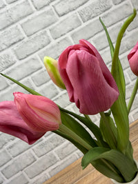 ITEM 10215 DEEPBLUSH - 16" DEEP BLUSH FRESH TOUCH TRIUMPH TULIP BUNDLE WITH 3 HEADS & 2 BUDS