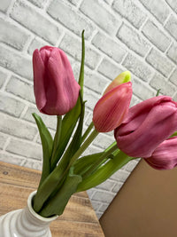 ITEM 10215 DEEPBLUSH - 16" DEEP BLUSH FRESH TOUCH TRIUMPH TULIP BUNDLE WITH 3 HEADS & 2 BUDS