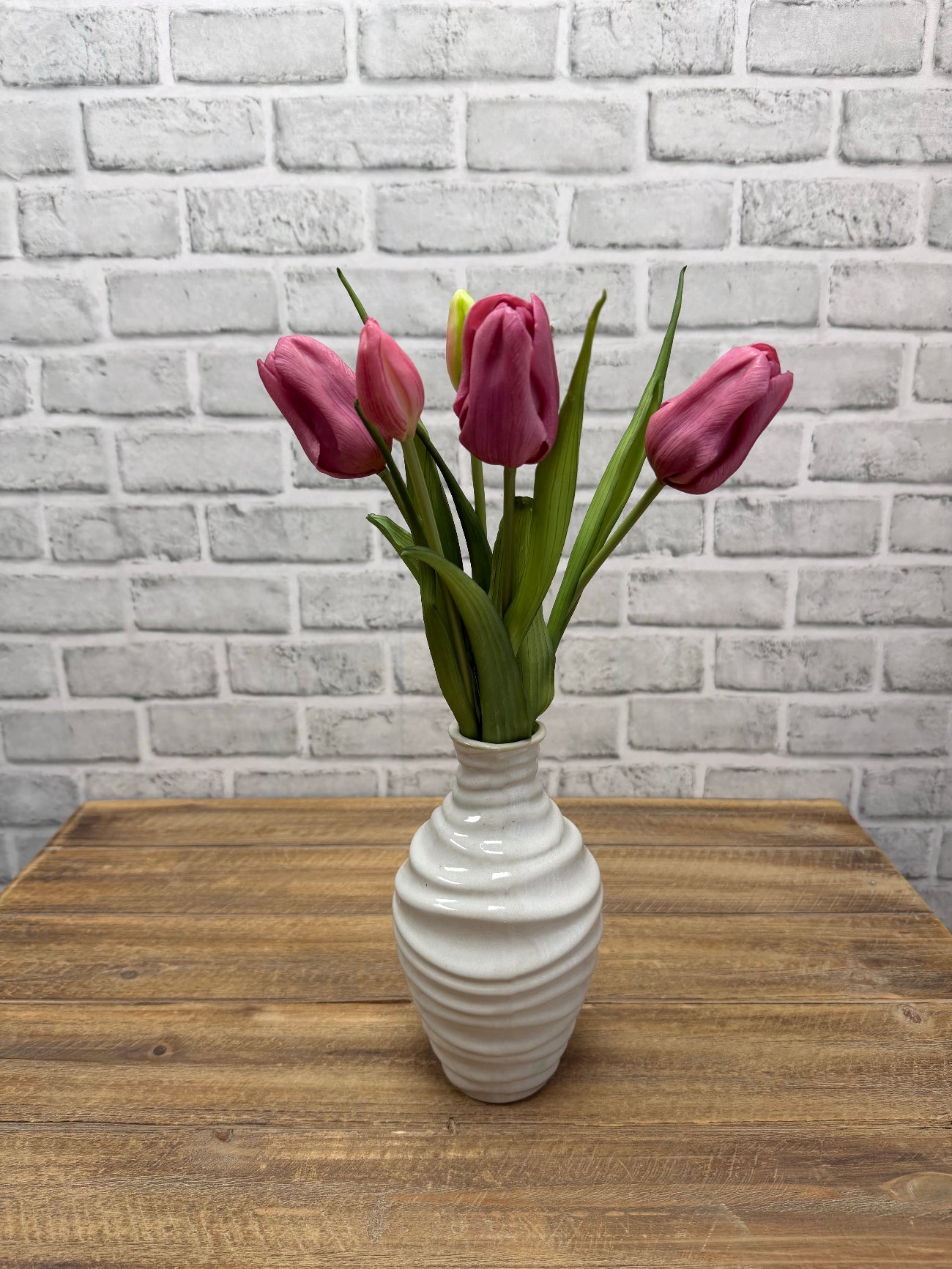ITEM 10215 DEEPBLUSH - 16" DEEP BLUSH FRESH TOUCH TRIUMPH TULIP BUNDLE WITH 3 HEADS & 2 BUDS