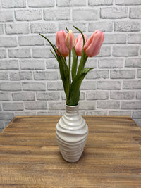 ITEM 10215 PK - 16" PINK FRESH TOUCH TRIUMPH TULIP BUNDLE WITH 3 HEADS & 2 BUDS