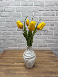 ITEM 10215 Y - 16" WHITE FRESH TOUCH TRIUMPH TULIP BUNDLE WITH 3 HEADS & 2 BUDS