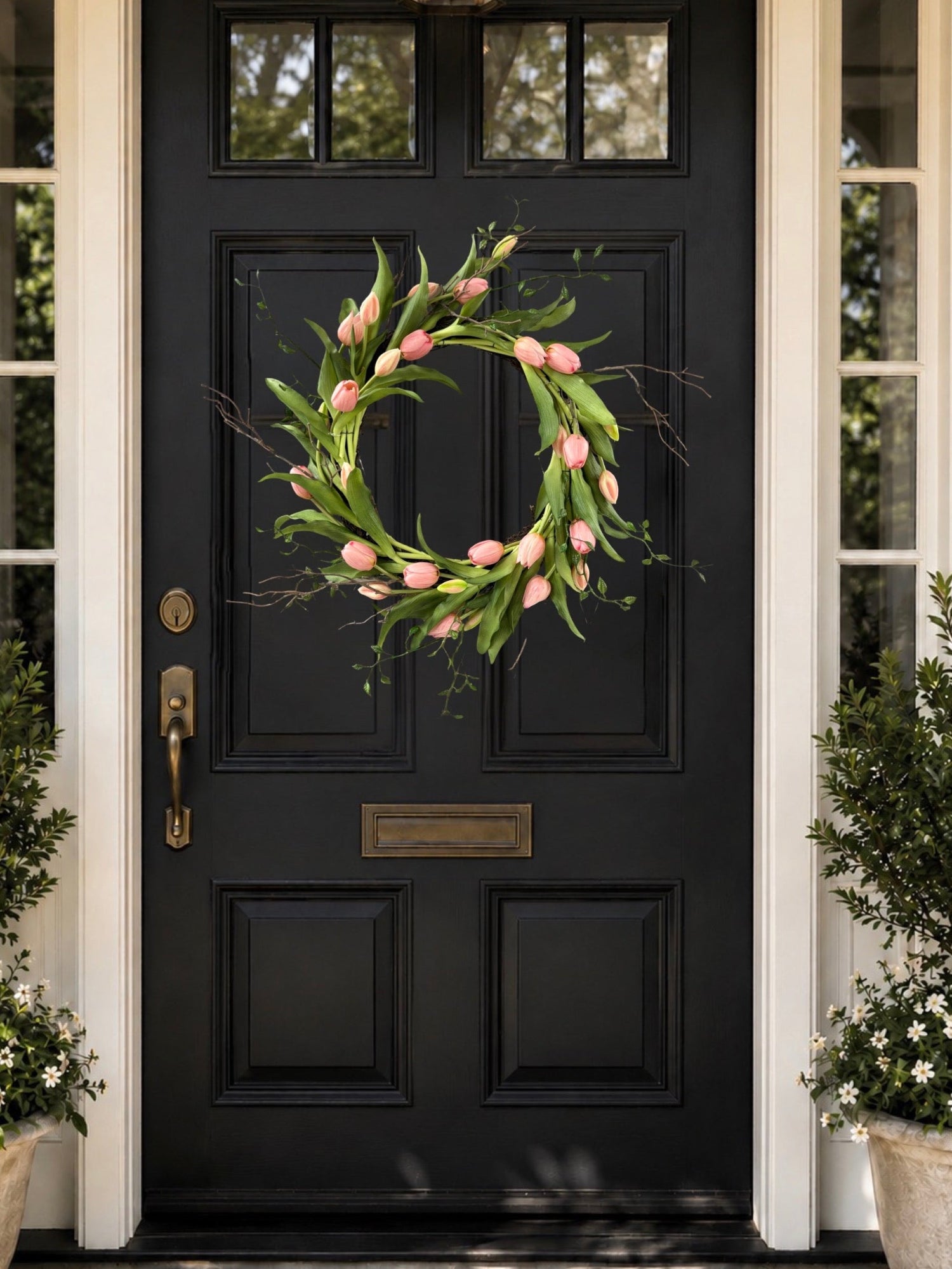 ITEM 10216 PK - 12" INSIDE DIM - 22" OUTSIDE DIM PINK FRESH TOUCH DYNASTY TULIP WREATH