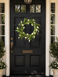 ITEM 10216 W - 12" INSIDE DIM - 22" OUTSIDE DIM WHITE FRESH TOUCH DYNASTY TULIP WREATH