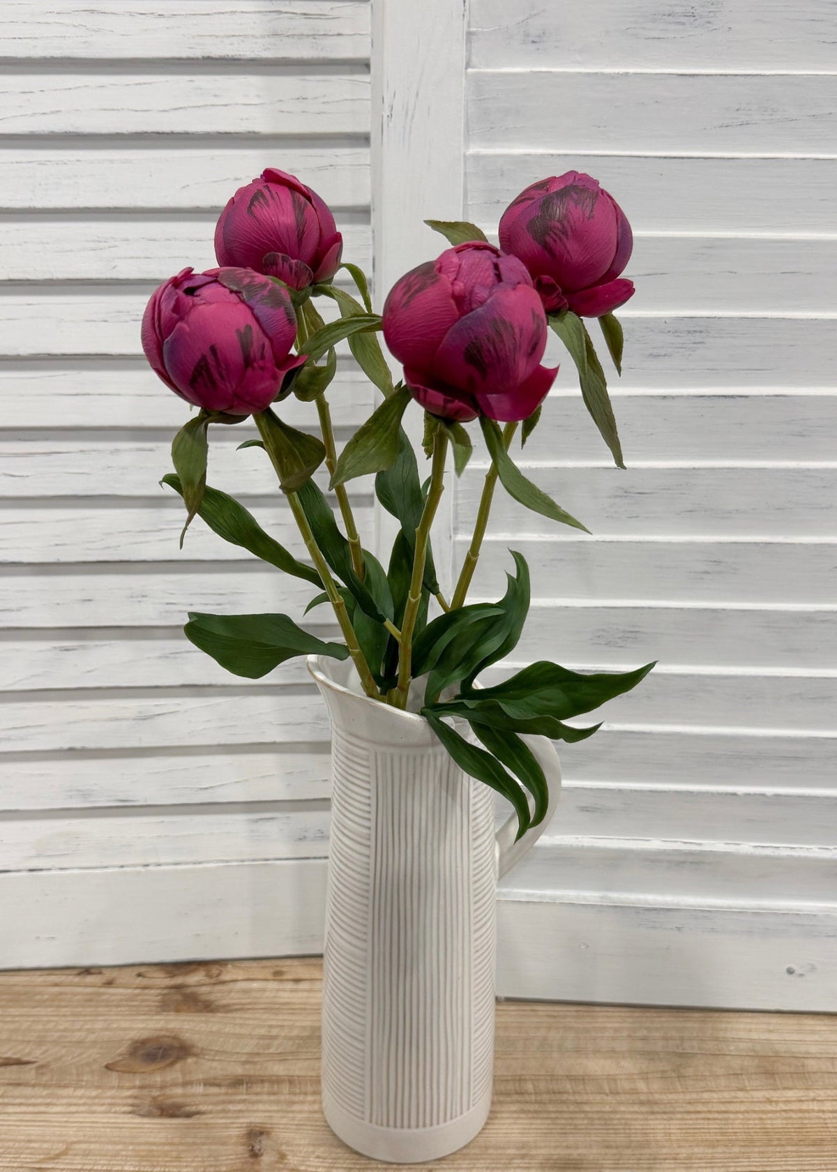 ITEM 10219 BUR - 19" BURGUNDY FRESH TOUCH PEONY BUD BUNDLE X 4 PCS