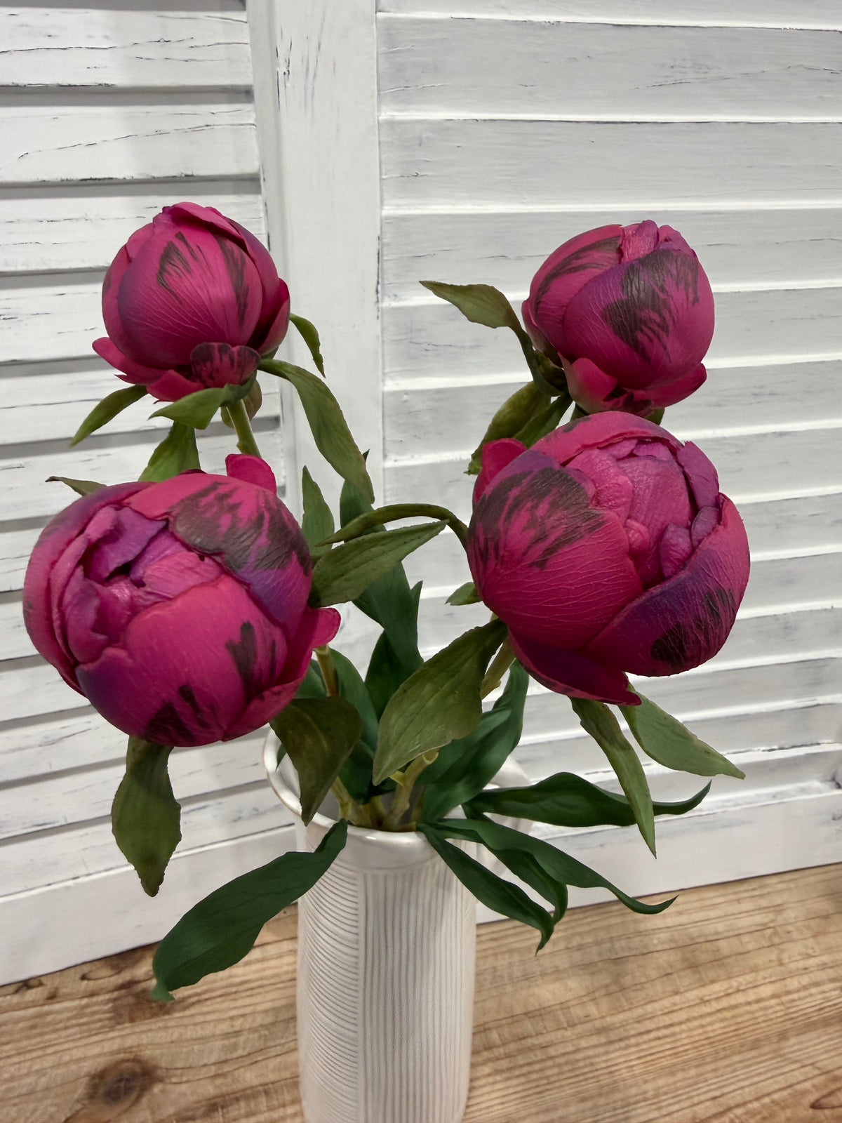 ITEM 10219 BUR - 19" BURGUNDY FRESH TOUCH PEONY BUD BUNDLE X 4 PCS