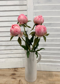 ITEM 10219 PK - 19" PINK FRESH TOUCH PEONY BUD BUNDLE X 4 PCS