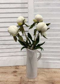 ITEM 10219 W - 19" WHITE FRESH TOUCH PEONY BUD BUNDLE X 4 PCS