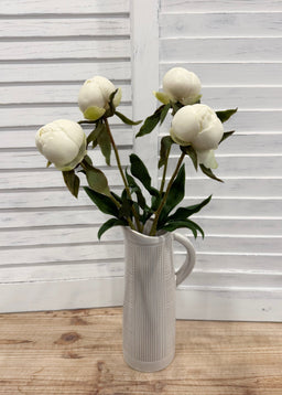 ITEM 10219 W - 19" WHITE FRESH TOUCH PEONY BUD BUNDLE X 4 PCS