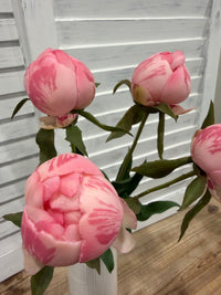 ITEM 10219 PK - 19" PINK FRESH TOUCH PEONY BUD BUNDLE X 4 PCS