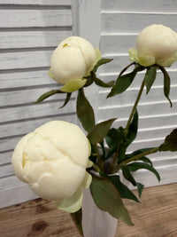 ITEM 10219 W - 19" WHITE FRESH TOUCH PEONY BUD BUNDLE X 4 PCS