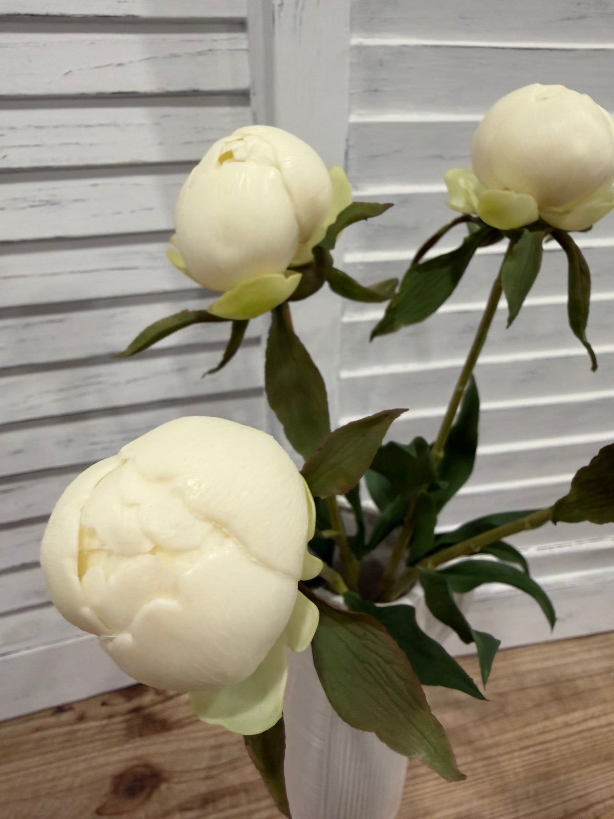 ITEM 10219 W - 19" WHITE FRESH TOUCH PEONY BUD BUNDLE X 4 PCS