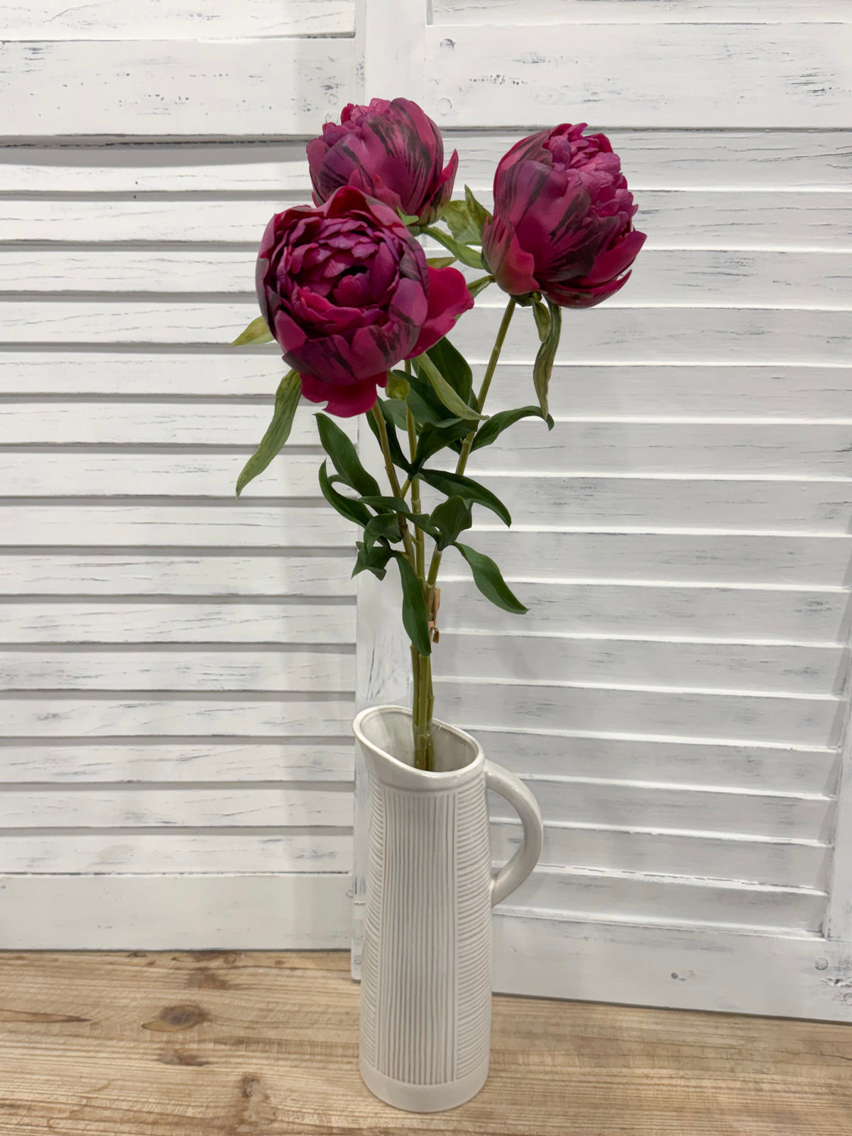 ITEM 10221 BUR - 24.75" BURGUNDY FRESH TOUCH LARGE PEONY BUNDLE X 3
