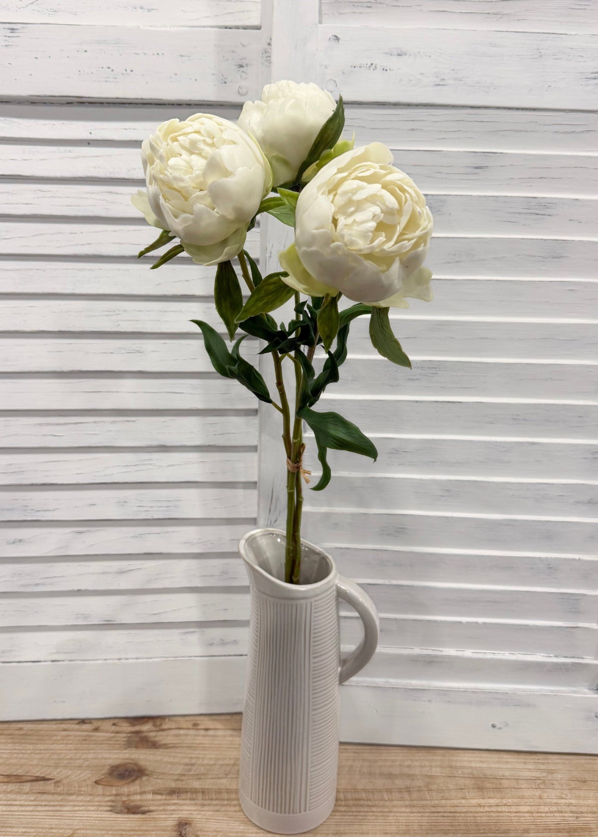 ITEM 10221 W - 24.75" WHITE FRESH TOUCH LARGE PEONY BUNDLE X 3