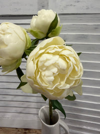 ITEM 10221 W - 24.75" WHITE FRESH TOUCH LARGE PEONY BUNDLE X 3