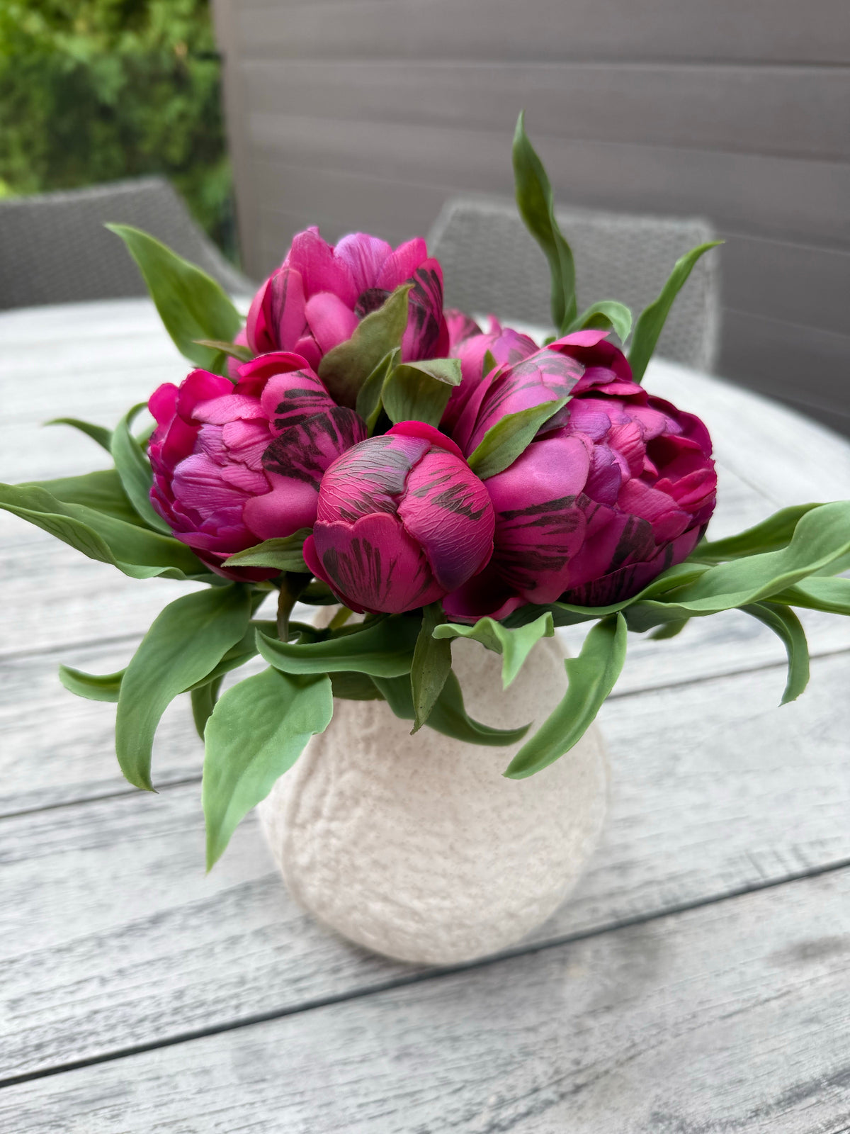 ITEM 10224 BUR - 8.5" FRESH TOUCH BURGUNDY PEONY BUNDLE WITH 8 MIXED SIZE HEADS