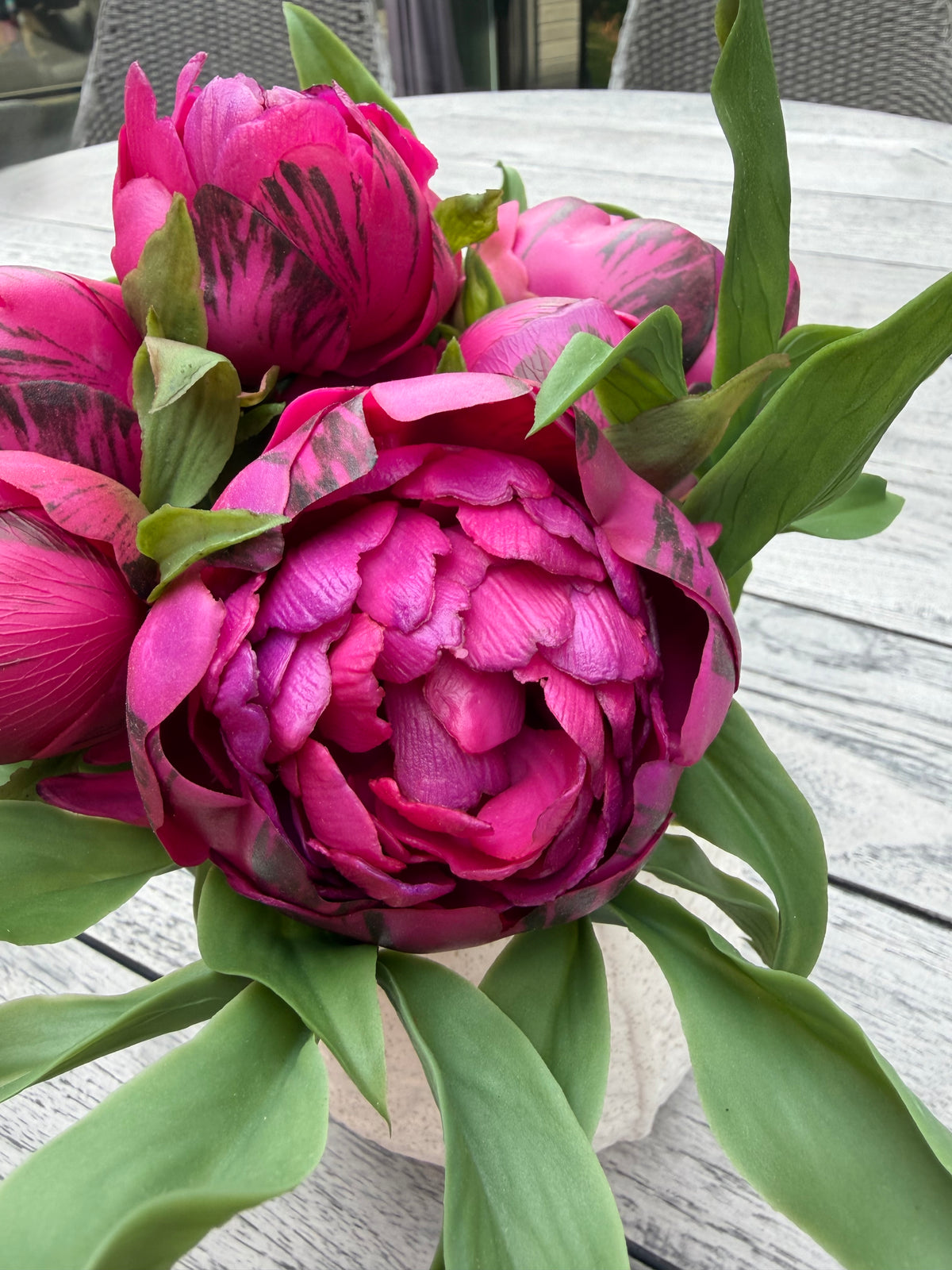 ITEM 10224 BUR - 8.5" FRESH TOUCH BURGUNDY PEONY BUNDLE WITH 8 MIXED SIZE HEADS