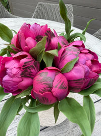 ITEM 10224 BUR - 8.5" FRESH TOUCH BURGUNDY PEONY BUNDLE WITH 8 MIXED SIZE HEADS