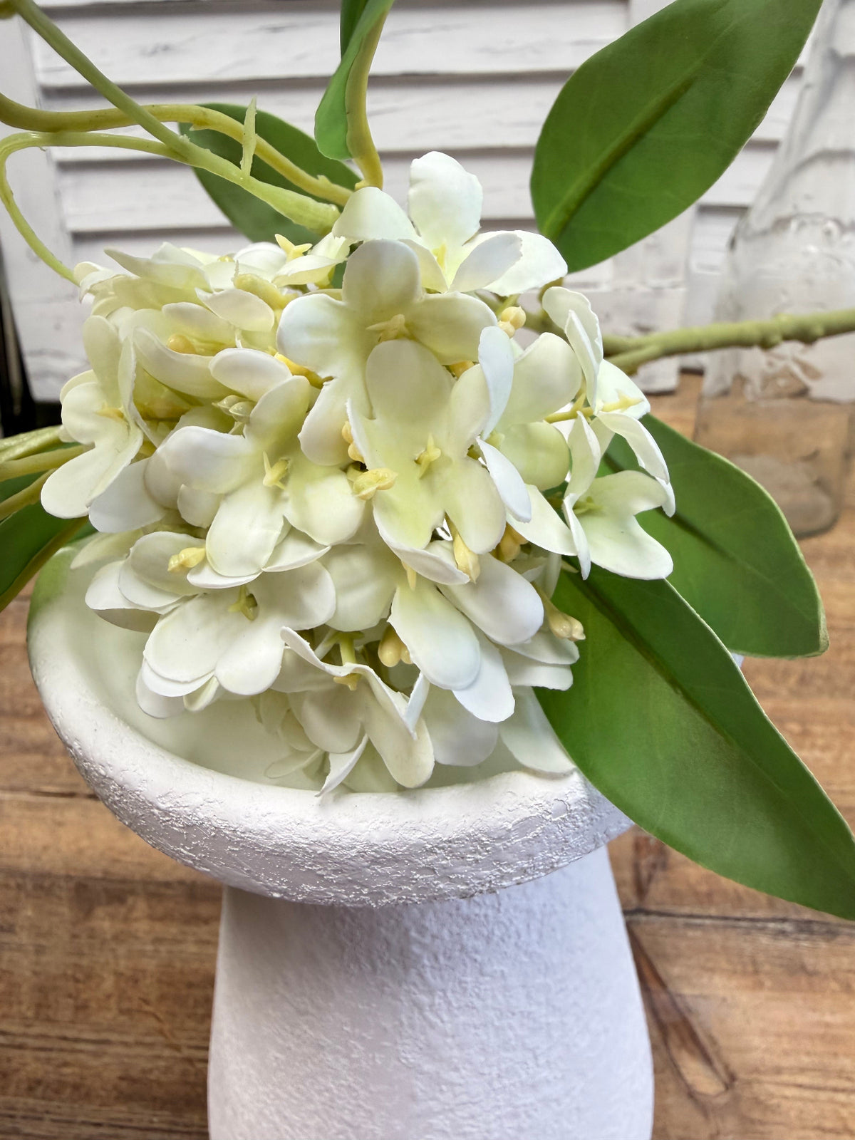 ITEM 10248 W - 15" WHITE FRESH  TOUCH ROUND BLOSSOM PICK