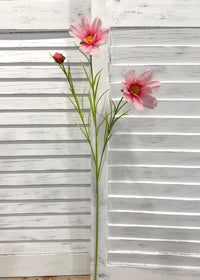 ITEM 10266 PK - 25.5" PINK FRESH TOUCH COSMOS WITH 2 HEADS AND A BUD