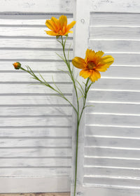 ITEM 10266 Y - 25.5" YELLOW FRESH TOUCH COSMOS WITH 2 HEADS AND A BUD