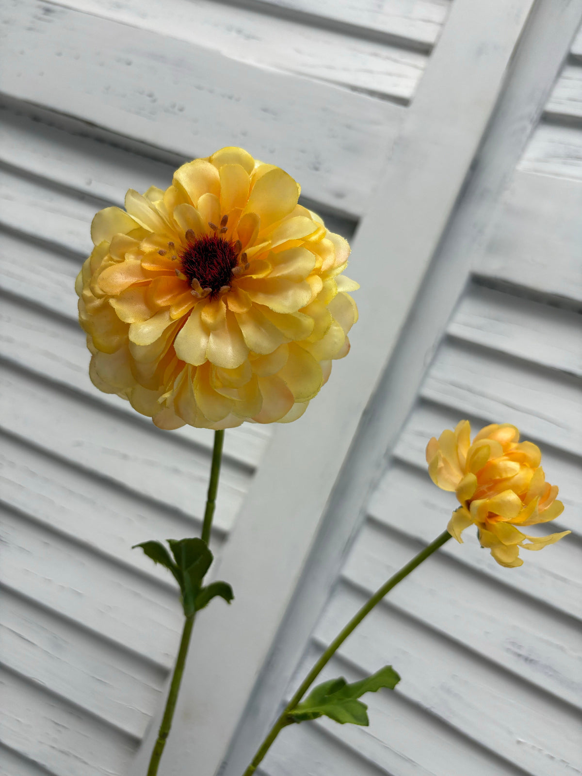 ITEM 10281 Y - 25" YELLOW FRESH TOUCH ZINNIA SPRAY WITH 1 HEAD AND 1 BUD
