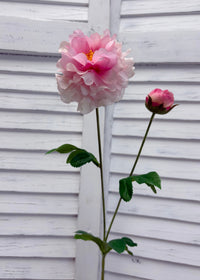 ITEM 10282 PK - 25" PINK FRESH TOUCH PEONY WITH 1 HEAD AND 1 BUD
