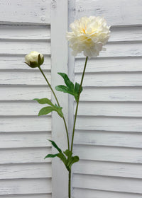 ITEM 10282 W - 25" WHITE FRESH TOUCH PEONY WITH 1 HEAD AND 1 BUD
