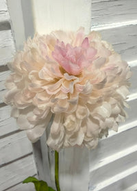 ITEM 10283 CMPK - 25" CREAM PINK FRESH TOUCH BALL MUM WITH 1 HEAD AND 1 BUD