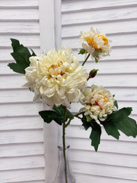 ITEM 10284 CM - 21" CREAM FRESH  TOUCH FLORIST'S DAISY WITH 2 HEADS AND A BUD