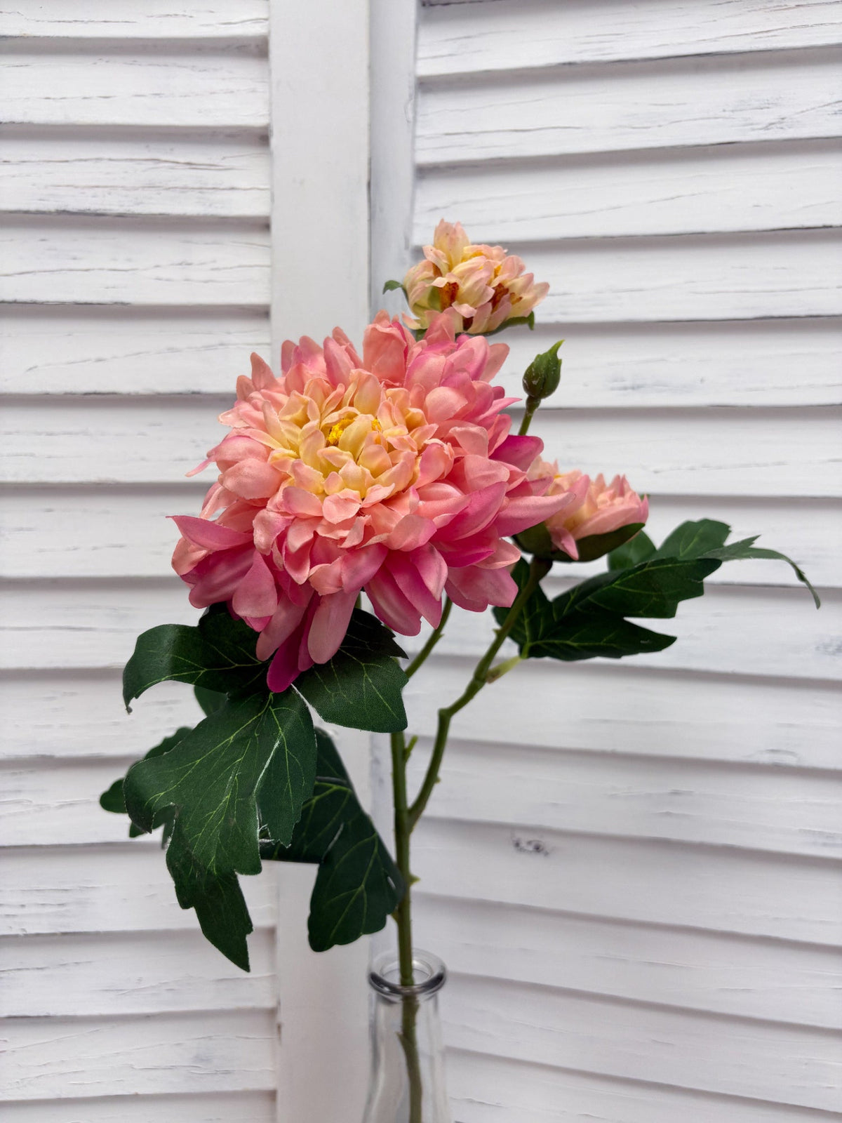 ITEM 10284 PK - 21" PINK FRESH  TOUCH FLORIST'S DAISY WITH 2 HEADS AND A BUD