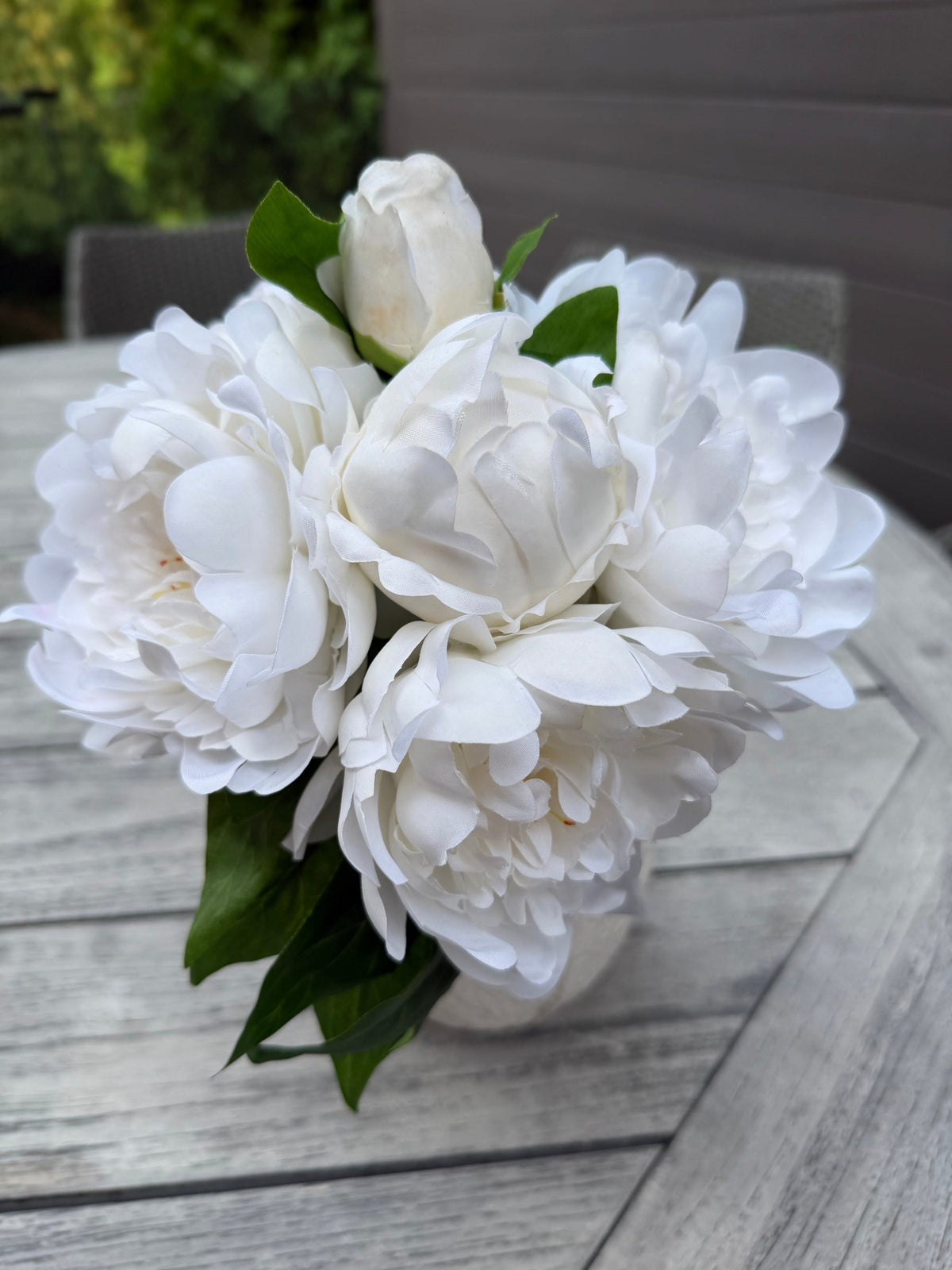ITEM 10297 W - 11" WHITE FRESH TOUCH JAPANESE GARDEN PEONY BUNDLE WITH 6 STEMS