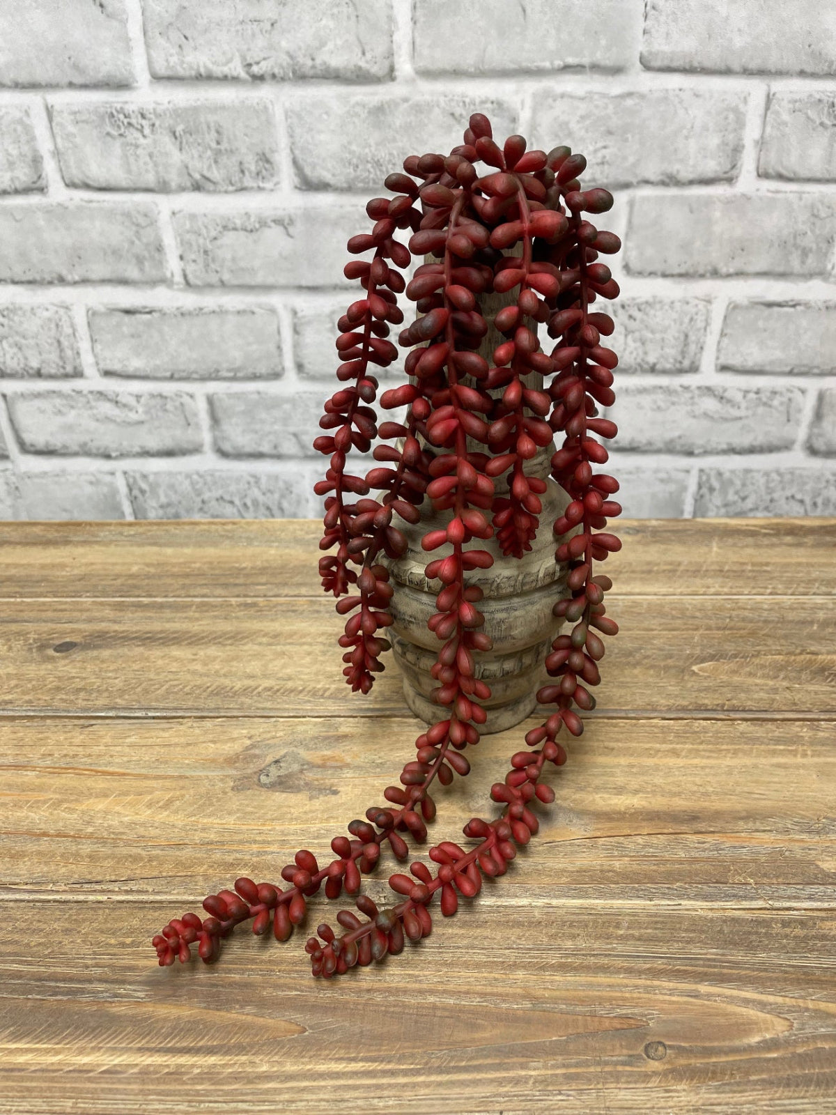 ITEM 11571 BUR - 18" FRESH TOUCH BURGUNDY JELLY BEAN SUCCULENT STEM WITH 6 VINES
