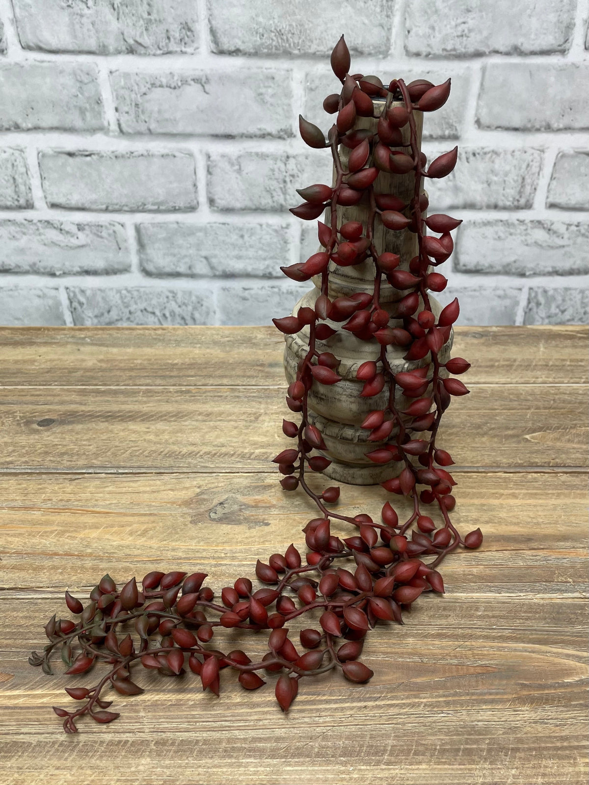 ITEM 11572 BUR - 26" FRESH TOUCH  BURGUNDY STRING OF RAINDROPS SUCCULENT WITH 3 VINES