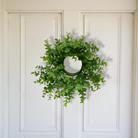 ITEM 11596 GR - 4" INSIDE DIM, 13" OUTSIDE DIM GREEN EUCALYPTUS CANDLE RING/WREATH
