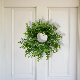 ITEM 11596 GR - 4" INSIDE DIM, 13" OUTSIDE DIM GREEN EUCALYPTUS CANDLE RING/WREATH