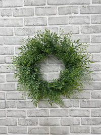 ITEM 11645 GR - 8.5" INSIDE, 17" DIA GREEN SMILAX MIX WREATH