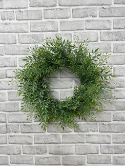 ITEM 11645 GR - 8.5" INSIDE, 17" DIA GREEN SMILAX MIX WREATH