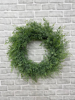 ITEM 11646 - 12" INSIDE DIM, 23" DIA GREEN SMILAX MIX WREATH