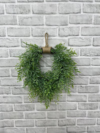 ITEM 11647 GR - 7.5" INSIDE DIM, 13" DIA, 14.5" LONG GREEN SMILAX HEART SHAPE WREATH