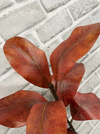 ITEM 11663 RED - 17" RED MAGNOLIA SPRAY WITH 7 LEAVES