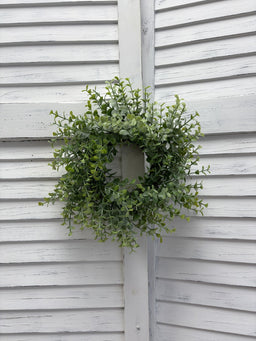 ITEM 11742 - 4" INSIDE DIM - 11" OUTSIDE DIM MINI EUCALYPTUS CANDLE RING