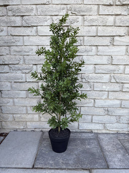 ITEM 11760 - 44" UV PROTECTED BOXWOOD LEAF TREE IN BLACK PLASTIC POT