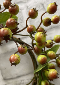 ITEM 12284 - 4.5" INSIDE DIM, 9" OUTSIDE DIM GREEN FALL BERRY CANDLE RING