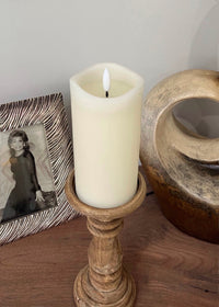 ITEM 1641IVORY - 3"X6" IVORY 3D FLAME SMOOTH FINISH MELTING REALISTIC LED PILLAR WITH 6 HOUR TIMER