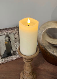 ITEM 1641IVORY - 3"X6" IVORY 3D FLAME SMOOTH FINISH MELTING REALISTIC LED PILLAR WITH 6 HOUR TIMER