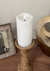 ITEM 1641W - 3"X6" WHITE 3D FLAME SMOOTH FINISH MELTING REALISTIC LED PILLAR WITH 6 HOUR TIMER