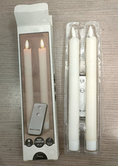 ITEM 1643IVORY - 9" IVORY 3D FLAME SMOOTH FINISH REALISTIC LED TAPER BOX OF 2 WITH 6 HOUR TIMER AND REMOTE