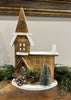 ITEM 1678 - 8.5" X 3.25" X 13" LED NATURAL WOODEN CHURCH WITH TIMER
