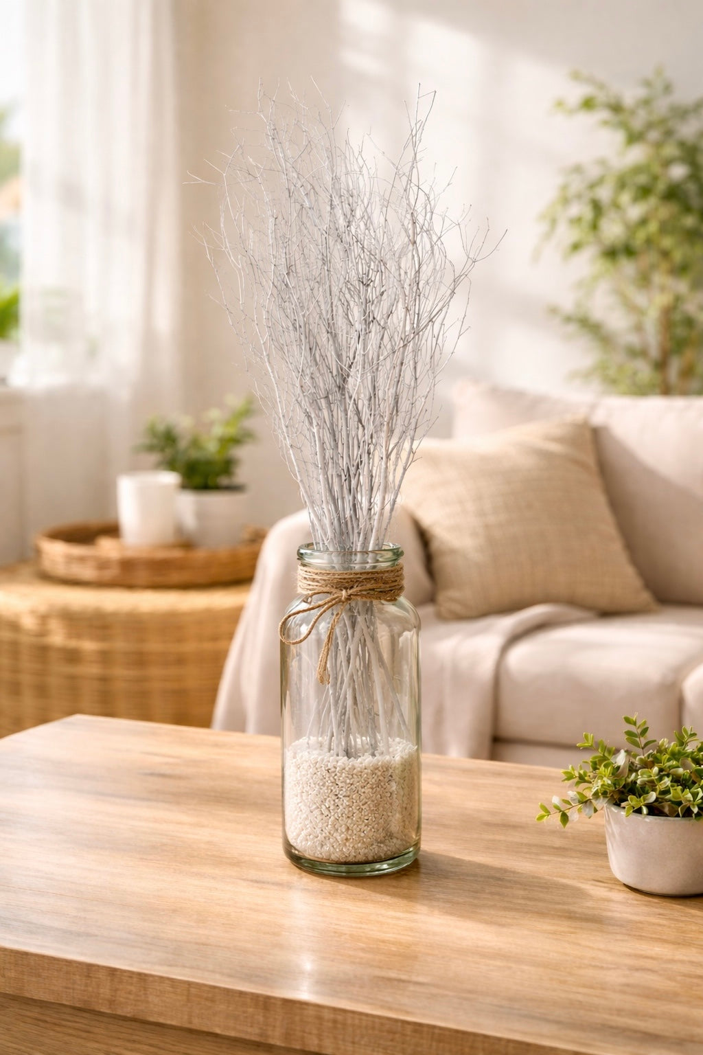 ITEM 1800 W - 3 FOOT WHITE JAY BRANCHES IN A BUNDLE - APPROX 5 STEMS